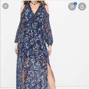 Blue abstract floral boho dress